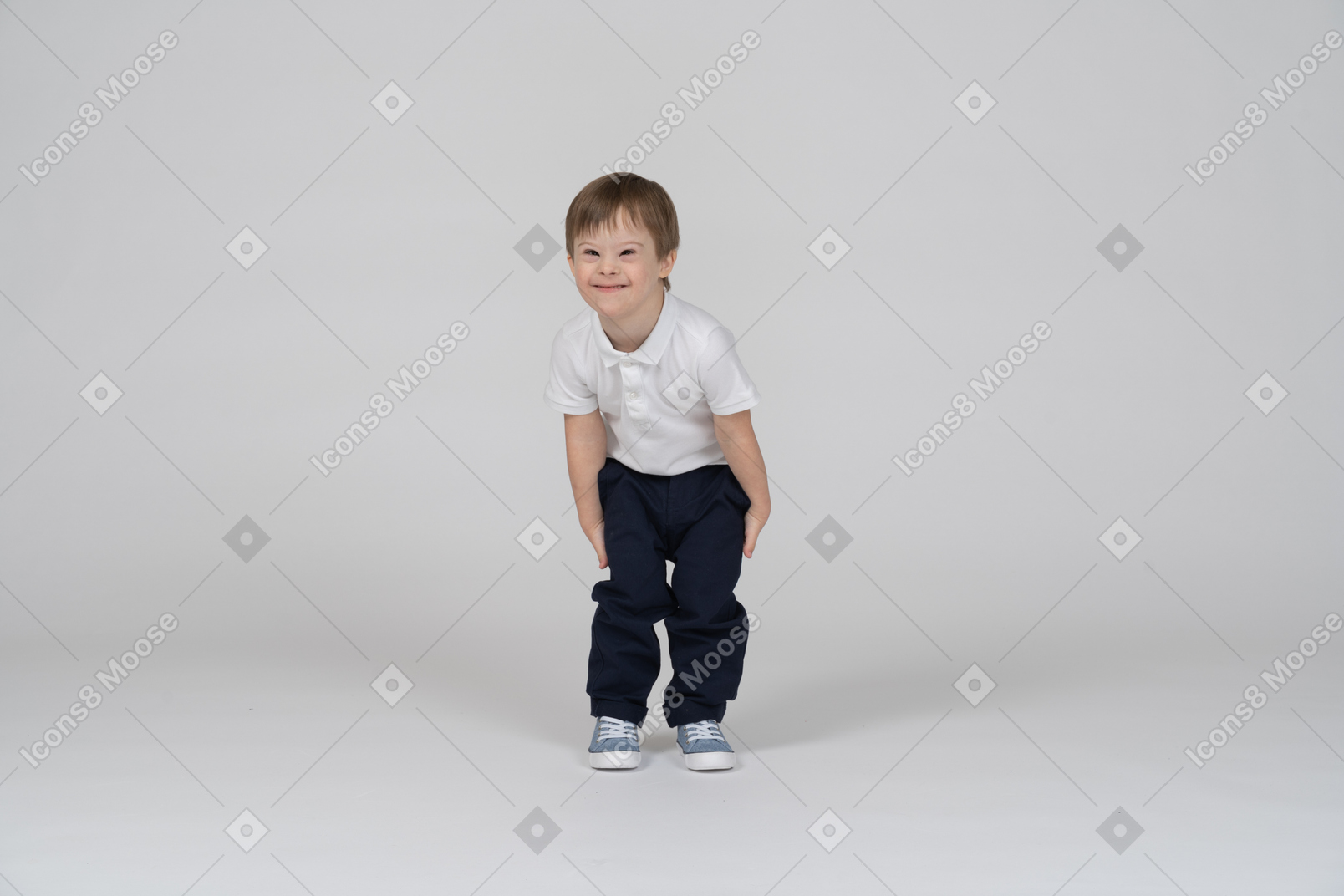 A boy standing in the clouds