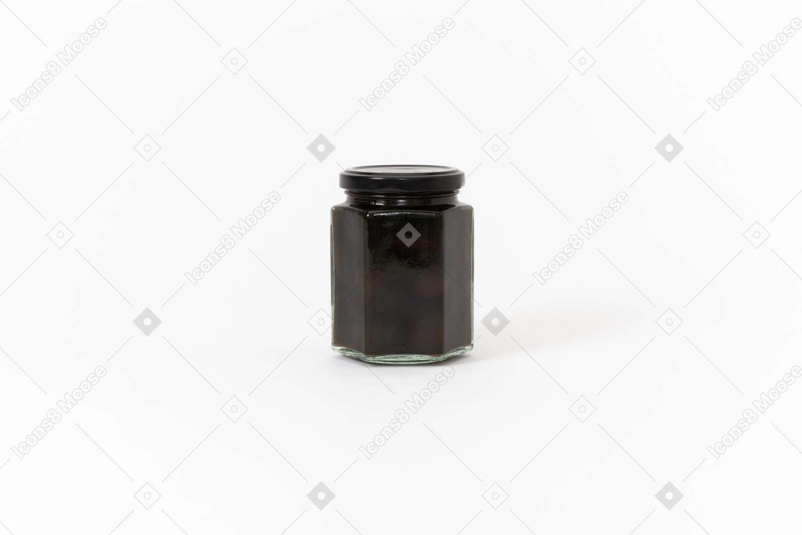 Canned black olives in a glass jar