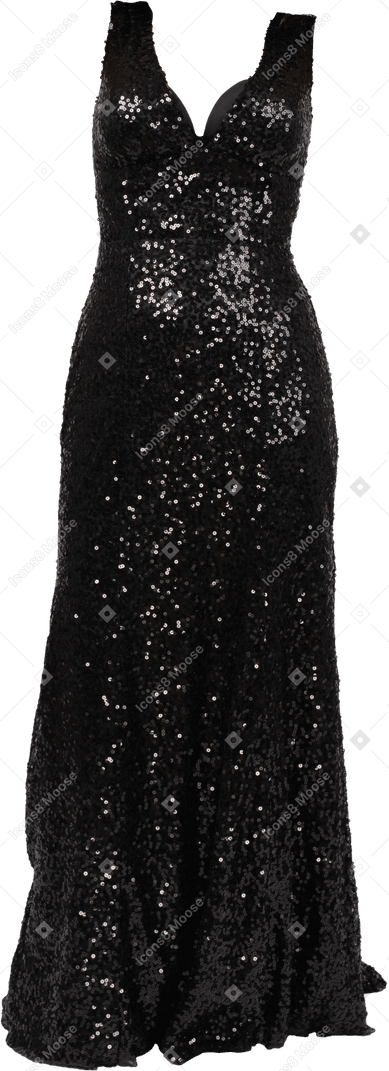 スパンコール付きの黒のロングノースリーブドレス