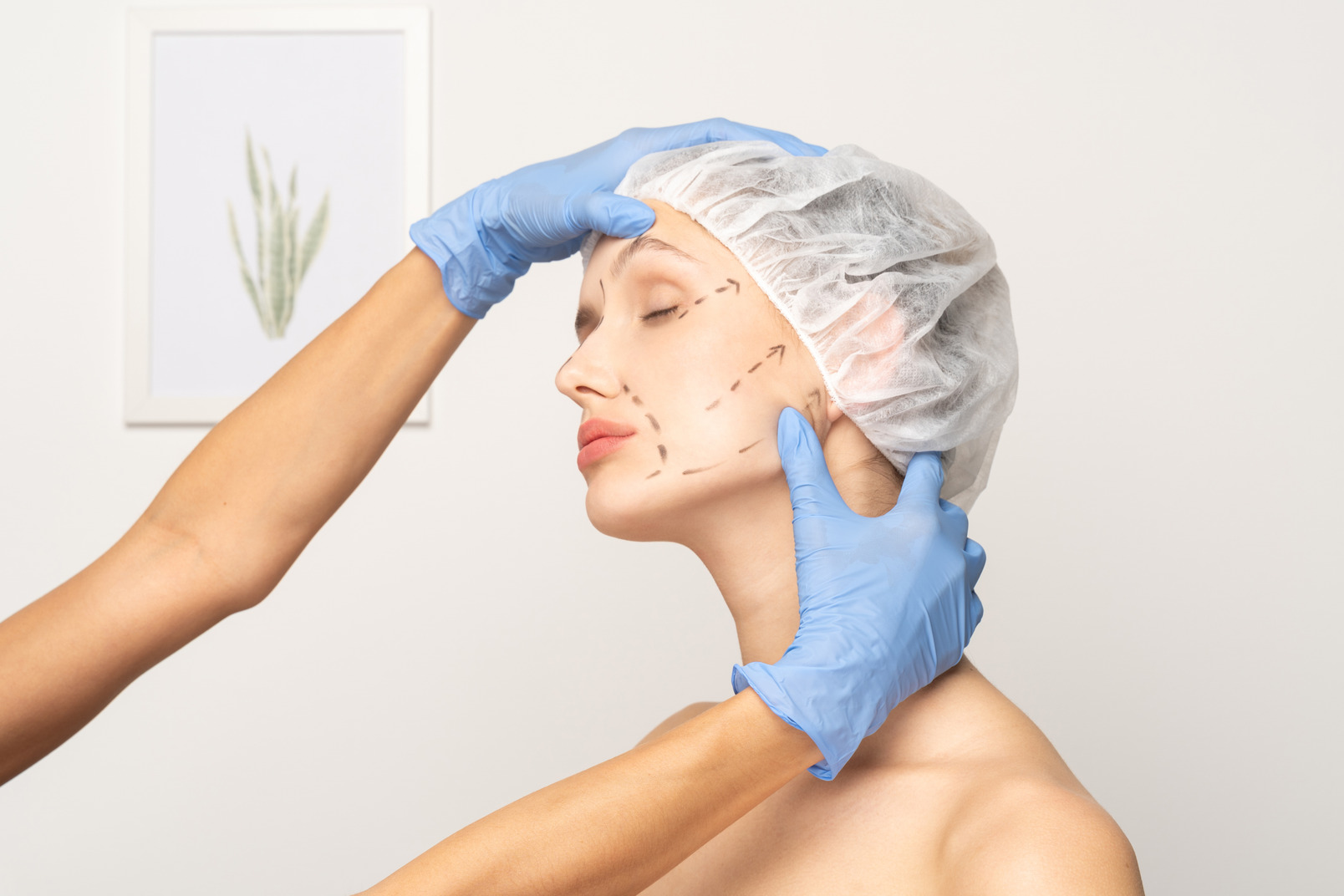 Young woman preparing for plastic surgery
