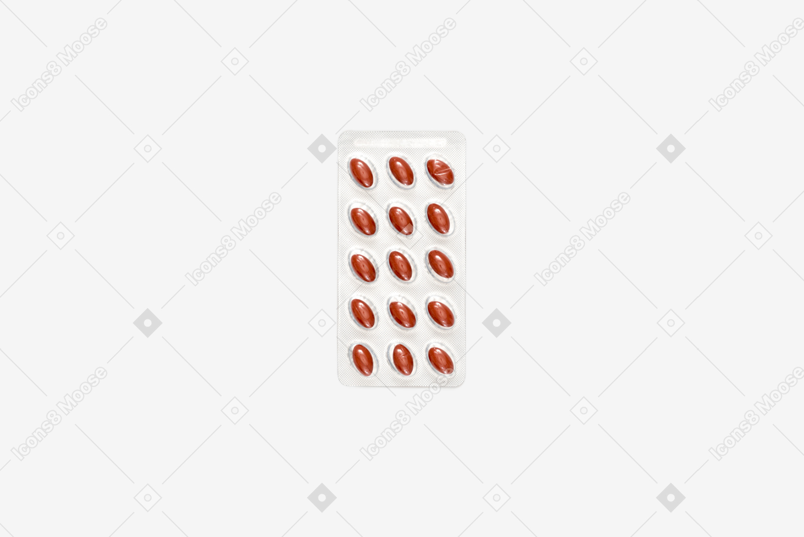 Blister pack of brown pills