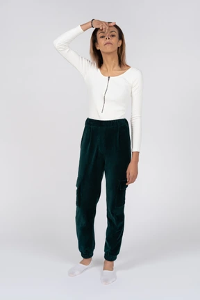 Woman in casual clothes standing