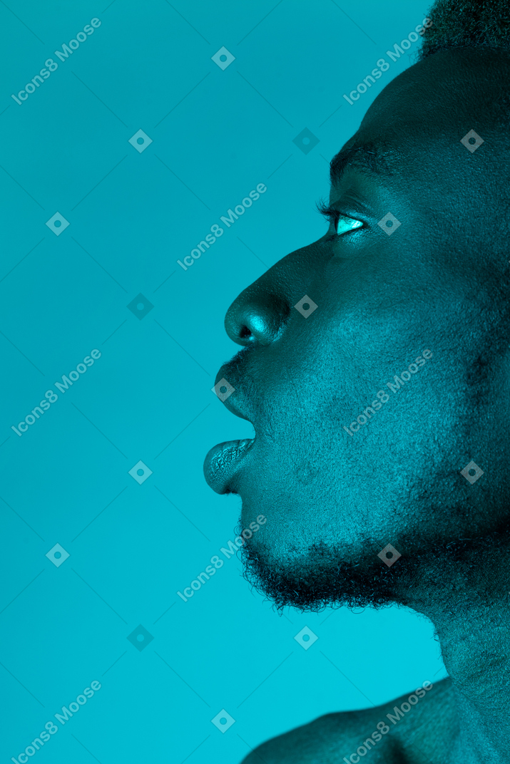 Close-up of young black man's face