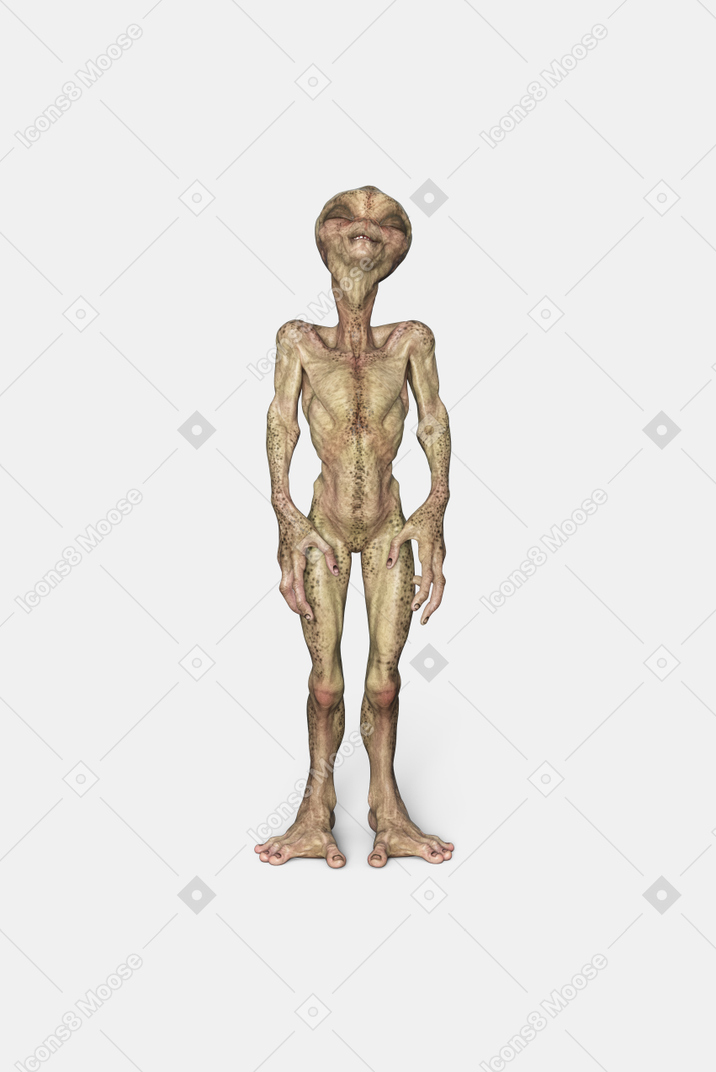 Alien standing with his head up
