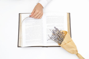 Book and flower bouquet