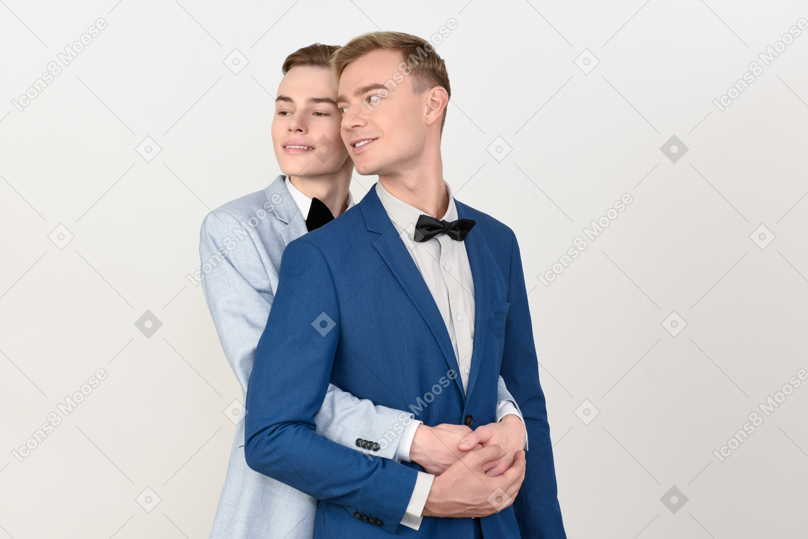 Two handsome young men on their wedding day