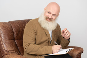 Mature psychoanalyst working