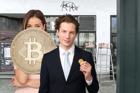 Menschen mit bitcoins