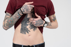 Male upper body with tattoos