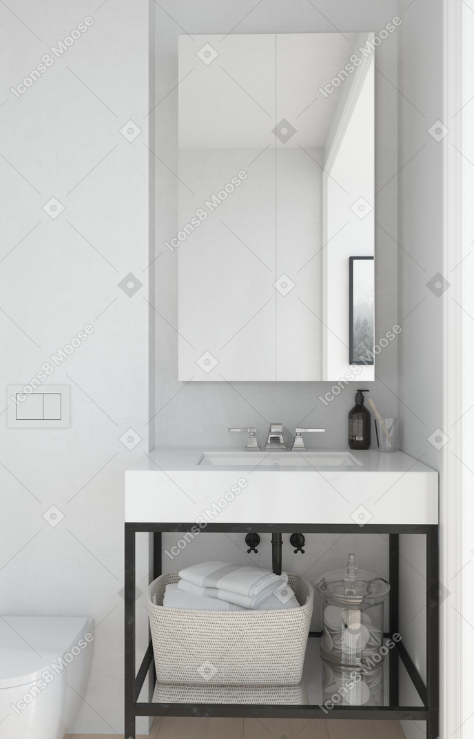 Ванная комната с умывальником и туалетными принадлежностями
