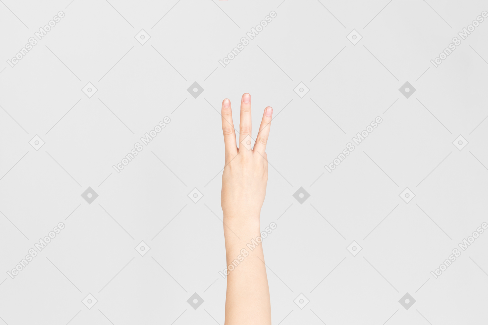 Female hand showing three with a hand