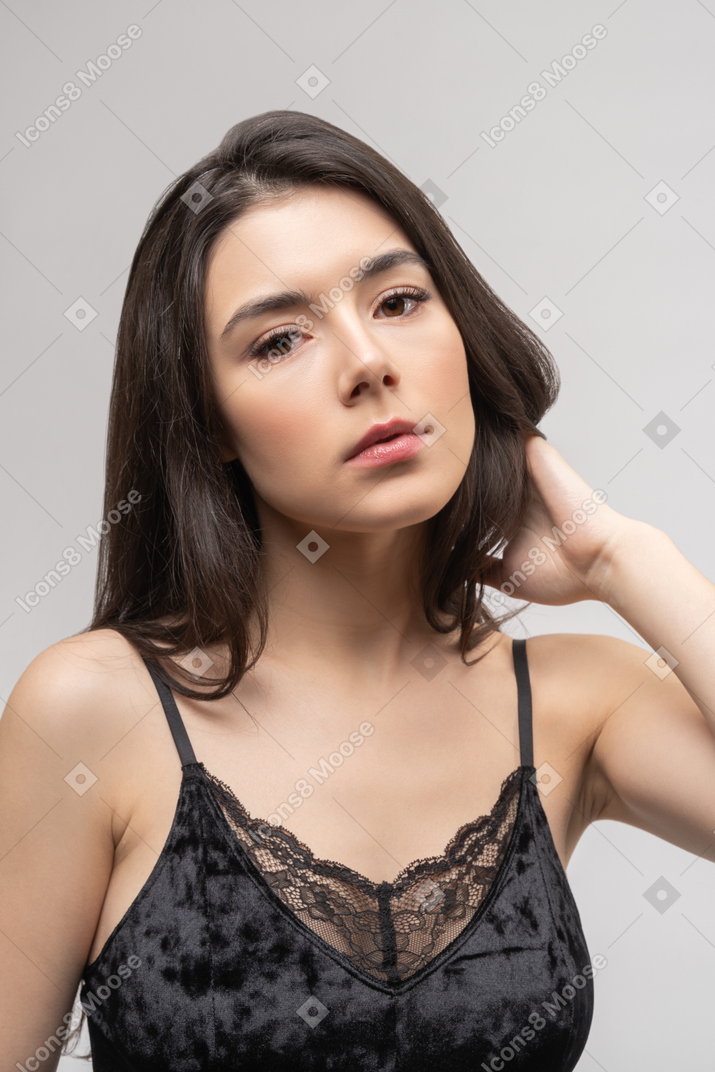 Portrait of a sensual brunette female