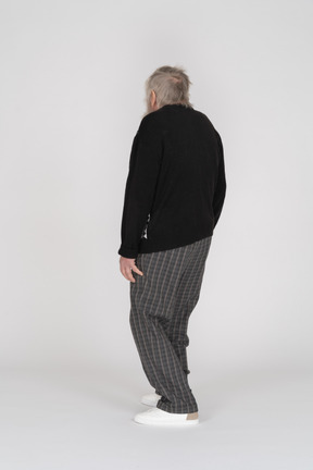 Back view of a senior man