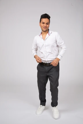Man in white shirt standing
