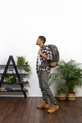 Good looking young man with a backpack