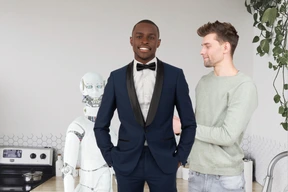 A couple of men standing next to each other