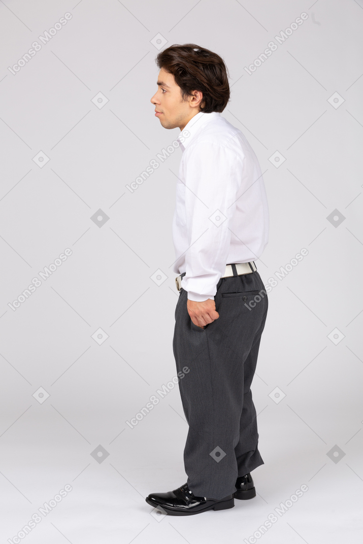 Side view of a tired office worker