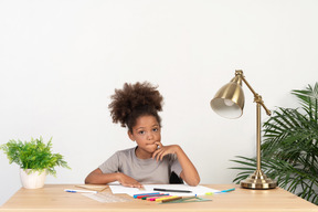 Cute girl doing homework