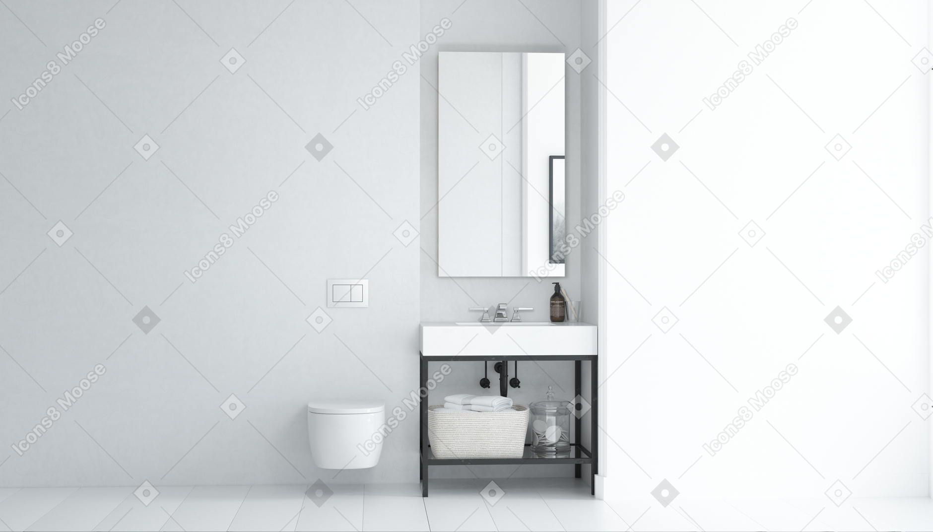 White bathroom with wall hung toilet and wash basin