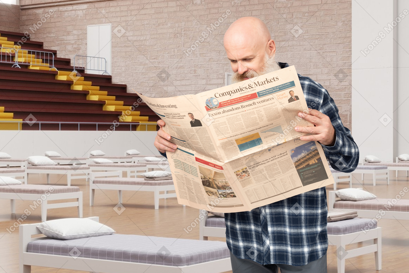 Homem lendo um jornal