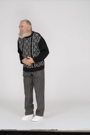 Old man suffering from stomachache