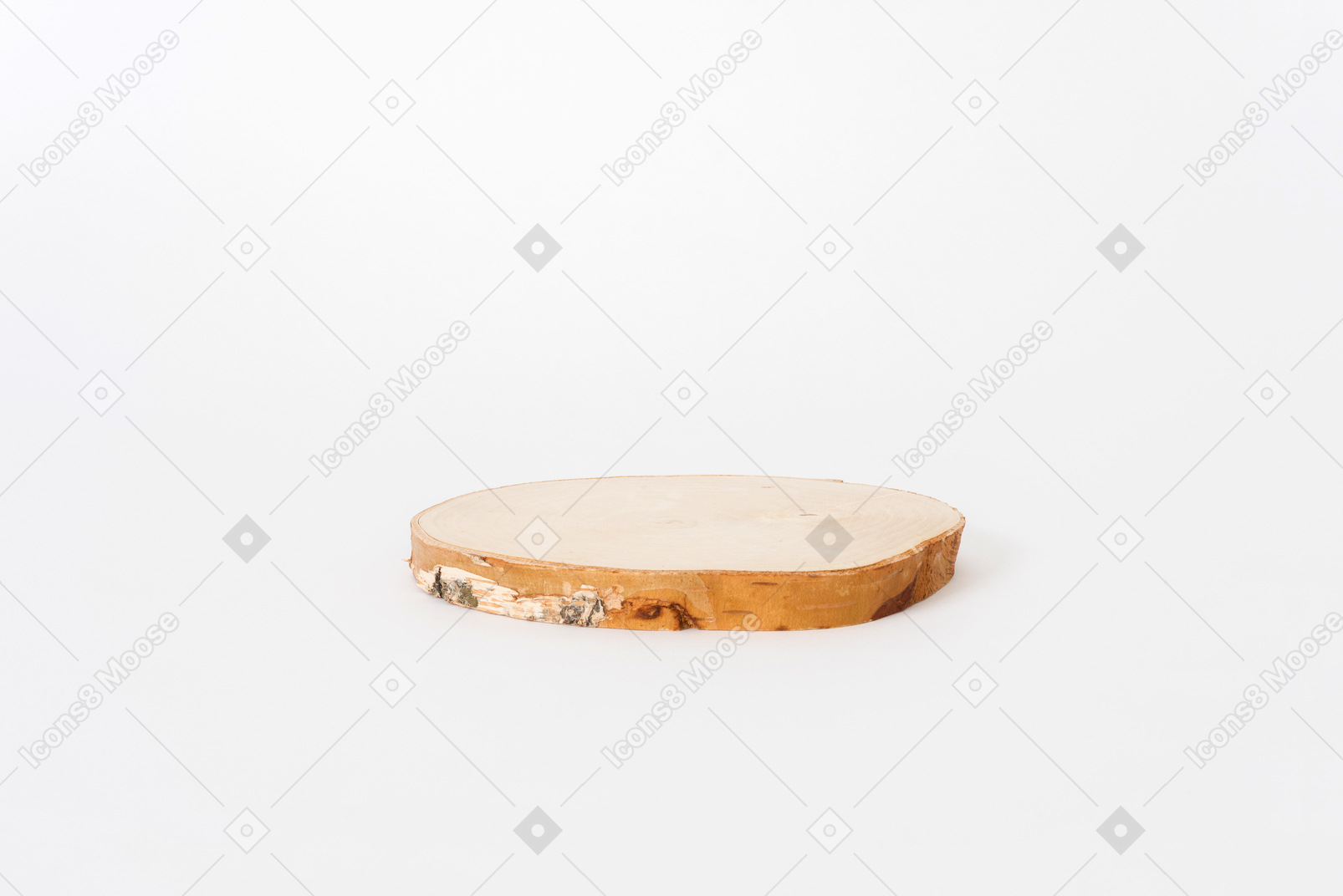 Tree trunk cross section on white background