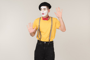 Male mime seems like can't get out