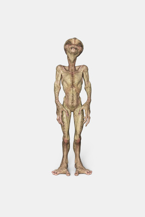 Alien standing with his head up