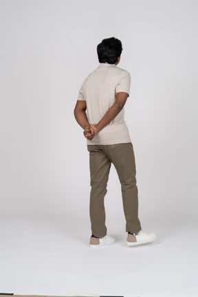 Man in casual clothes walking
