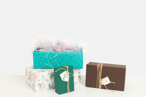 Colorful wrapped gift boxes