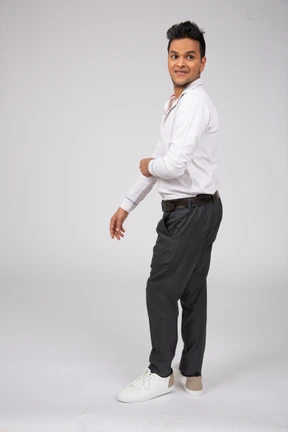 Man in white shirt standing