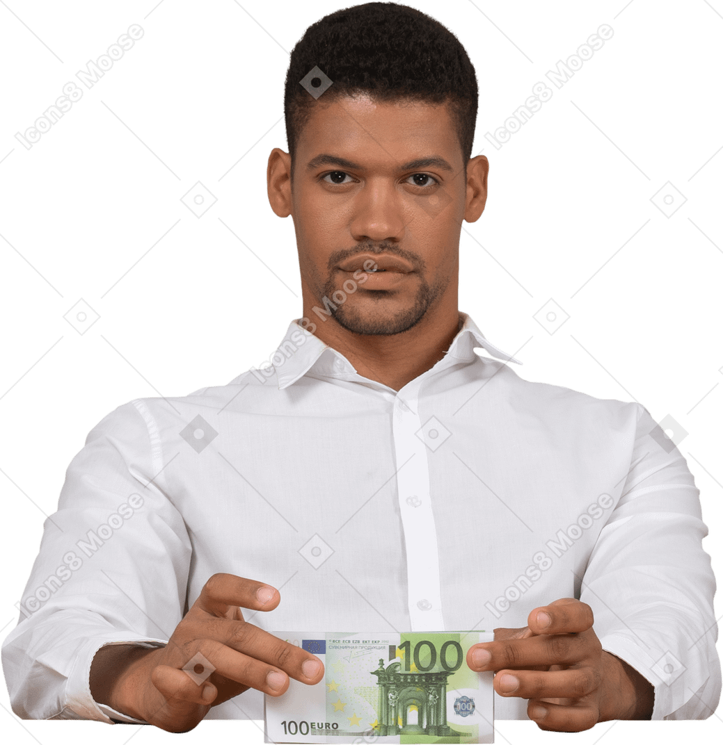 Young man holding money