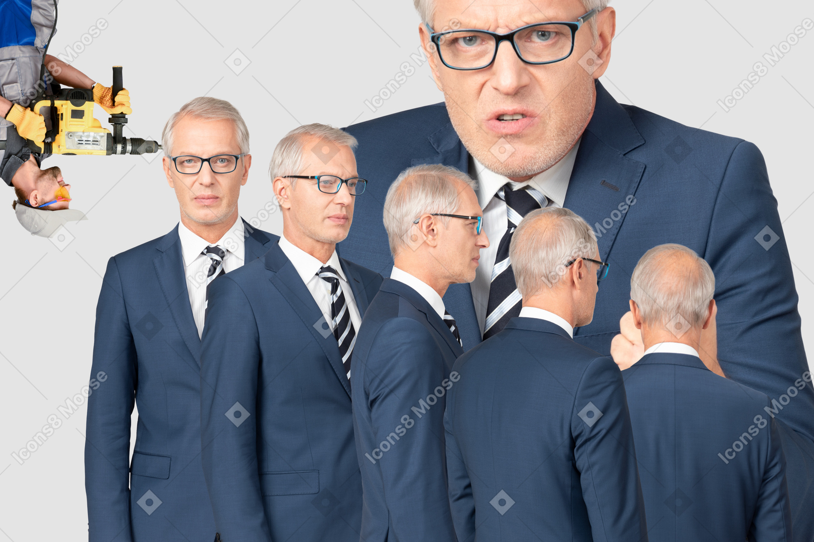 Different angles of the same man in suit