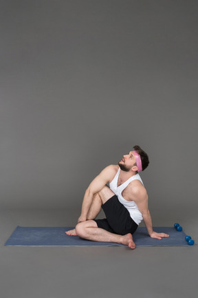 Man performing stretching exercise