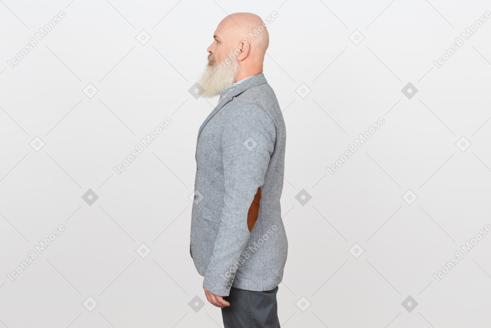 Good looking older man standing in profile