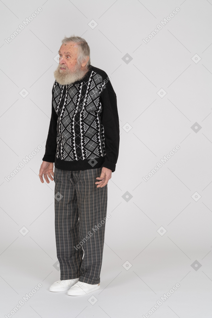 Elderly man looking confused