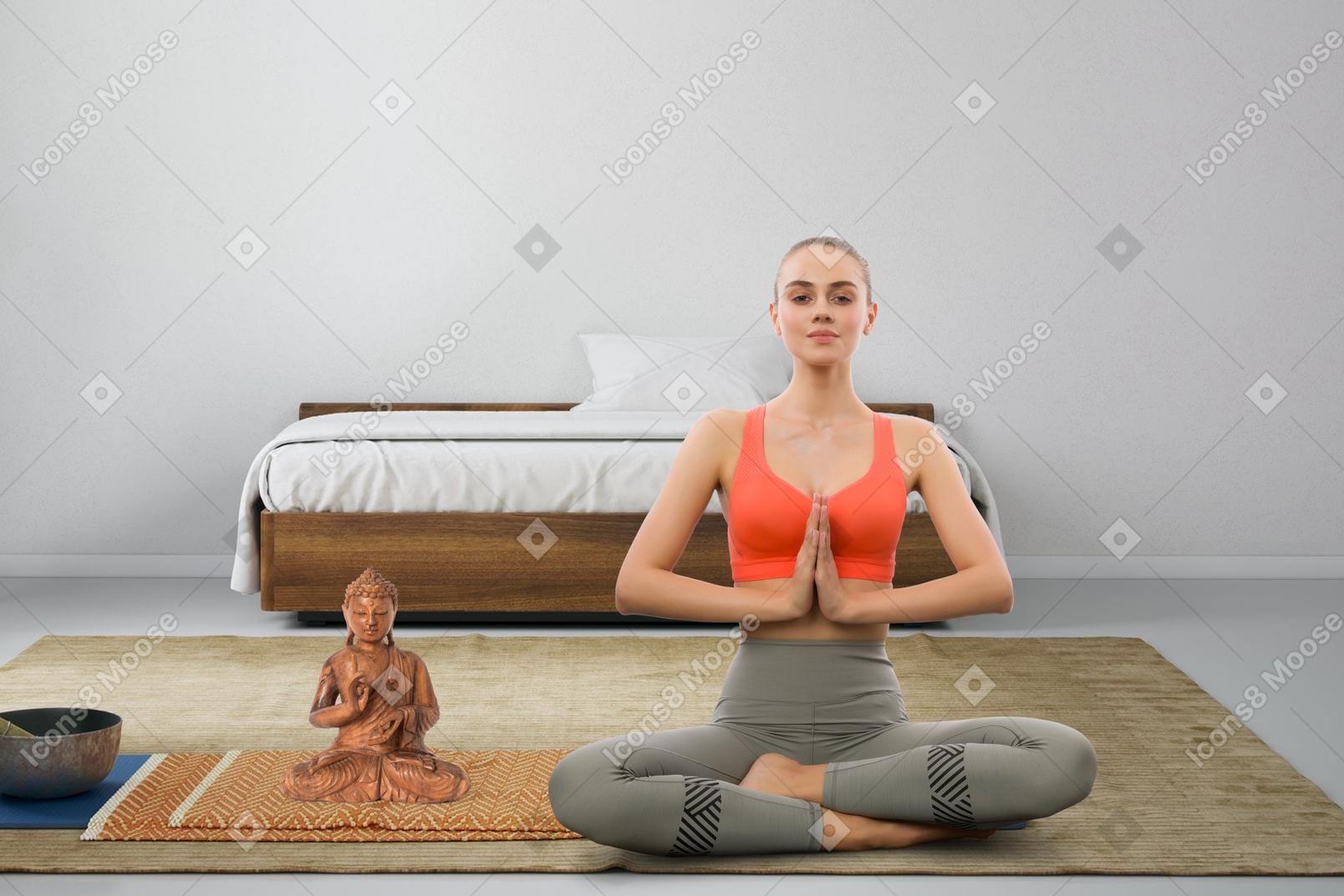 Beautiful young woman meditating